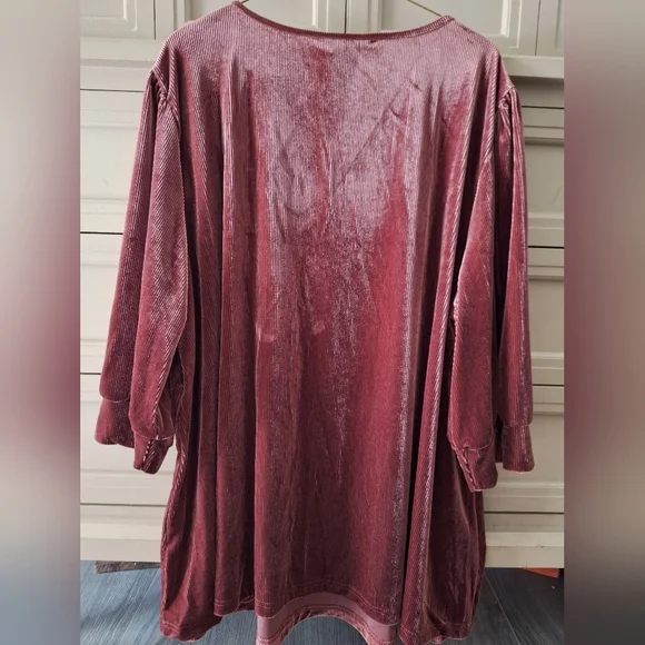 BloomChic Rich Plum V-Neck Blouse Size 2X-3X - Picture 6 of 8